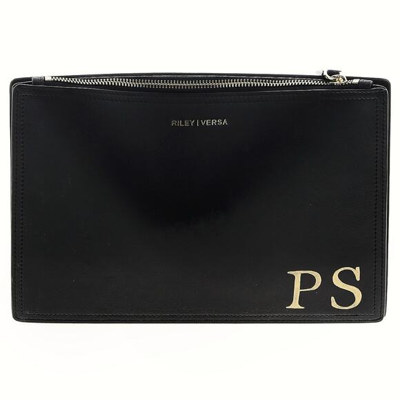RILEY VERSA black leather Base Bag clutch removable Crossroads shearling cover
